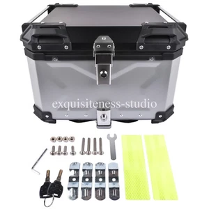 Plata 55L Moto Top Box Maleta de Almacenamiento de Equipaje Al Alloy Top Case - Imagen 1 de 12