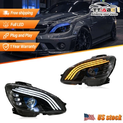 Светодиодная фара для 2007-2010 Mercedes Benz W204 C-класса C300 C350 левая + правая лампа - Изображение 1 из 4