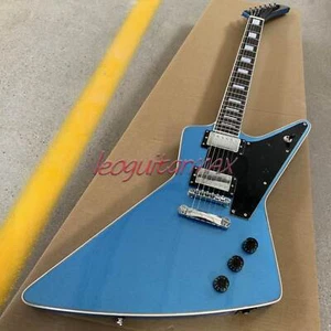 Custom Explorer E-Gitarre 6-saitig blau Vollkörper HH Tonabnehmer Chromteile - Bild 1 von 10