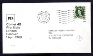 GB - 1968 BEA Comet 4B First Flight Airmail Cover London to Hanover - Foto 1 di 2
