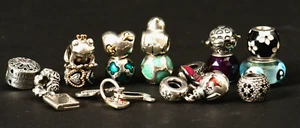 Pandora 16 Charms Email 925er Silber Tiere Blüten Herzen Musik Vogel Edelsteine - Bild 1 von 13