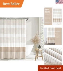 Boho Shower Curtain 72"x72" - Elegant Beige Linen Blend for Stylish Bathrooms - Picture 1 of 8