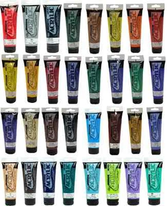 120ml TUBES OF ACRYLIC ARTISTS QUALITY PAINT CANVAS CRAFT DECORATIVE 33 COLOURS - Picture 1 of 37