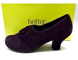 Hotter Donna Shoes Size 6 UK Boxed Dark Plum Purple Suede Court Kitten Heels - Picture 1 of 8