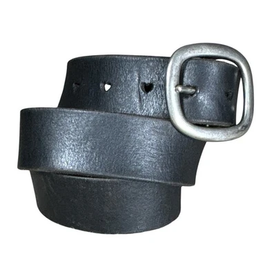 Vintage American Eagle Outfitter Women Belt Black Leather Heart Shape Boho Femme - Image 1 of 4