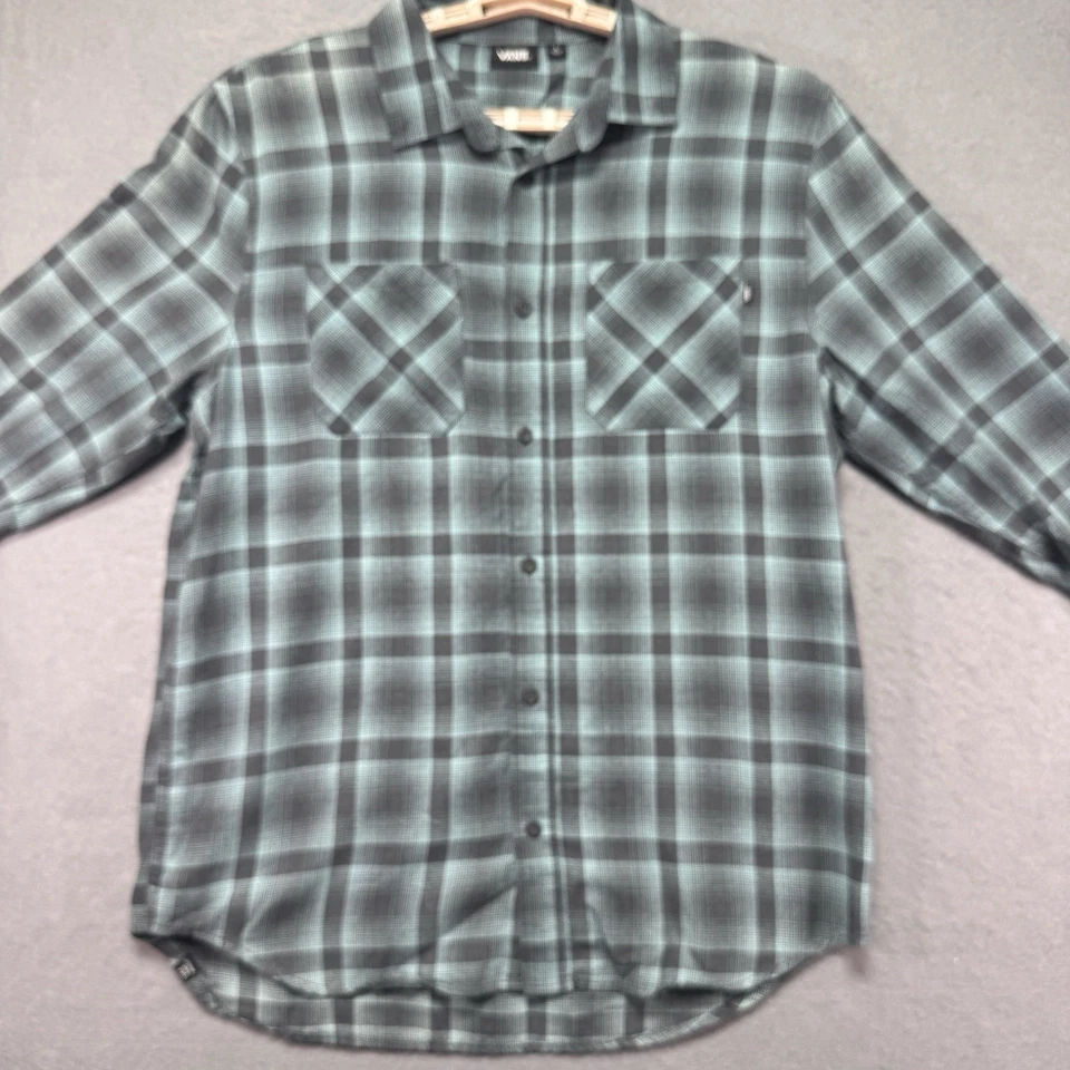 Camisa Vans Adulto Grande Verde Azul Franela a Cuadros Manga Larga Patín Surf Informal Foto 1 de 4