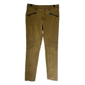 Peruvian Connection Skinny Low Rz MotoStretch Ankle Zip Leather Accent Pant Sz 4 - Picture 1 of 7
