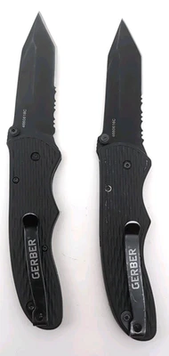 LOT OF 2: Gerber FAST Draw Tanto Knife Partially Serrated Blade Nice Used GER19 - Image 1 of 4