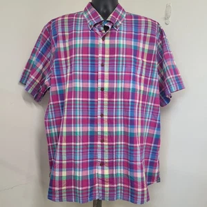 Lands' End Hemd Herren Gr. XXL (50-52) rosa kariert Trachten Kurzarm  - Bild 1 von 12