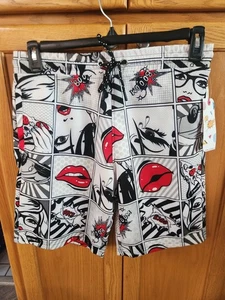 Oh Snap! Drill Clothing Co. Board Shorts Uomo M Medium Anni 90 Retro Fumetto Labbra - Foto 1 di 4