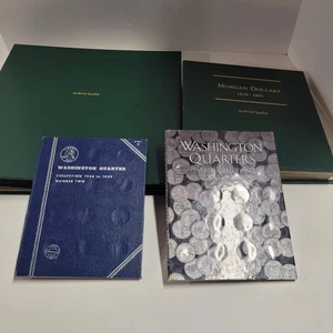 Coin and Currency collectors books, Morgan, Washington quarter and bill book - Bild 1 von 20