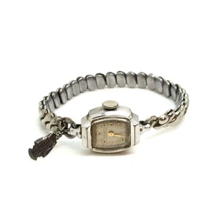 VINTAGE BULOVA WATCH SPEIDEL EXPANSION BRACELET STERLING FIGURE CHARM DAINTY - Picture 1 of 16