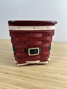 Longaberger 2011 Santa Belly Buckle Tissue Basket & Lid Christmas Holiday - Picture 1 of 8
