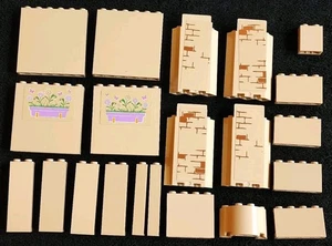 LEGO Wall Panels Bundle Tan Beige Brick Pillar Support Pieces 87421 59349 2454 - Picture 1 of 4