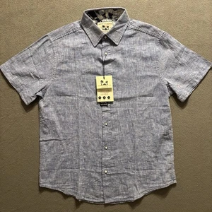 Report Collection Summer Linen Collection Shirt Mens M Chambray Short Sleeve NWT - Picture 1 of 7