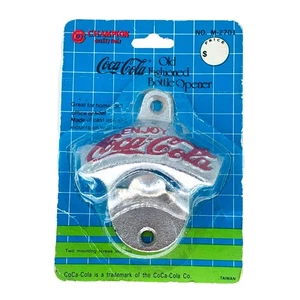Coca Cola Bottle Opener Vintage Wall Mount Cast Iron Silver Red Champion Screws - Picture 1 of 8
