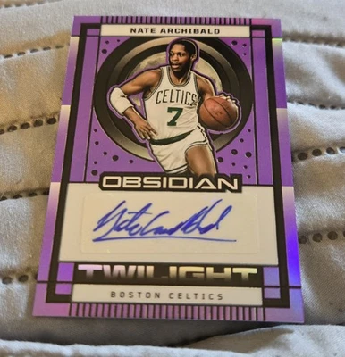 2024-25 Panini Obsidian Purple #TS-NAB Nate Archibald Auto /49 Celtics Auto HOF - Image 1 of 2
