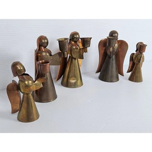 Vintage Copper & Brass Angel Christmas Candle Holders (Set of Five) - Picture 1 of 4