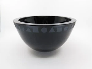 Sasaki of Japan Black Amethyst Glass Bowl Designed by Ward Bennett, Geometric - Picture 1 of 4