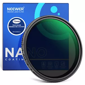 NEEWER 72mm True Color Variable ND2-ND400 Filter, Hard Stops Neutral Density VND - Picture 1 of 8