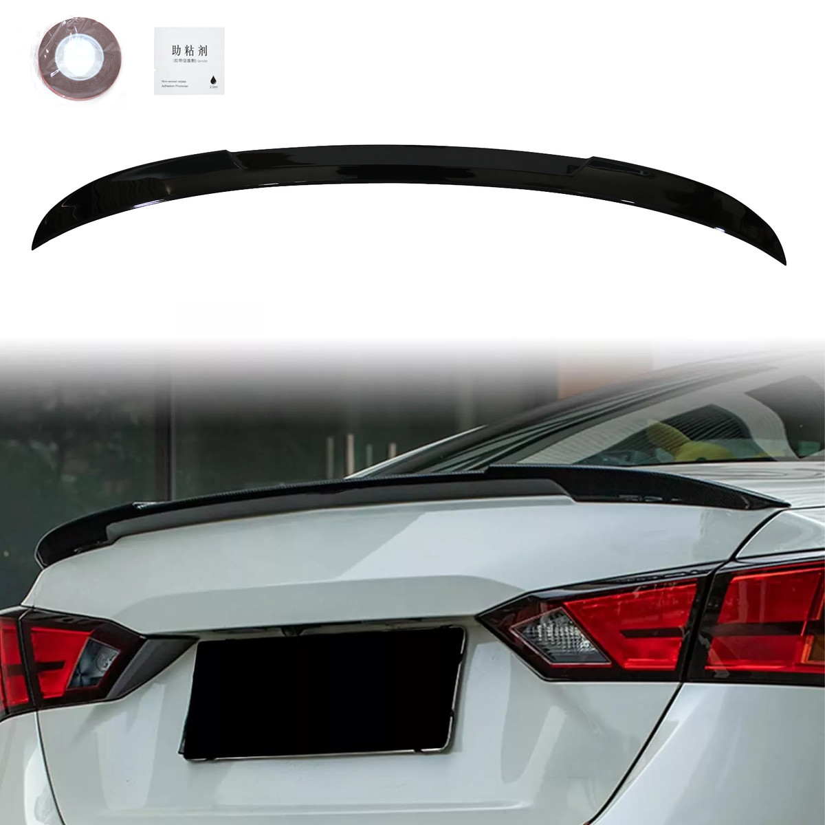 Black ABS Trunk Spoiler Wing For 2013-2015 Nissan Altima Sedan - Matte Finish With Light