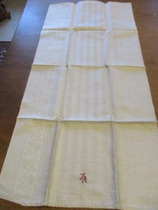 Hermosa toalla de lino antigua toalla corredor de mesa con rayas (95) - Imagen 1 de 5