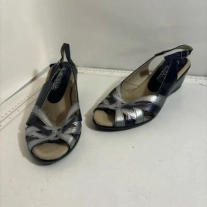 Pitillos women’s blue silver metallic wedge heel sandals in size 39 - Picture 1 of 12