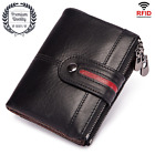 GENUINE LEATHER WALLET Mens Cash Cards Coins Anti Theft RFID Blocking Short Pack