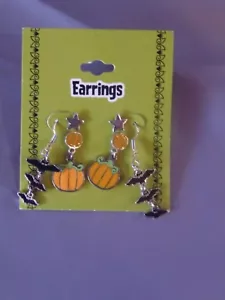 3 Paar Fledermäuse und Kürbisse Halloween Ohrhänger Einzelhandel 5,99 $ (LB-2) - Bild 1 von 3