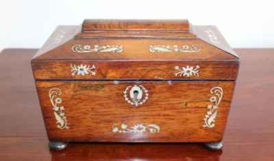 19thC English Rosewood Tea Caddy - Image 1 of 4