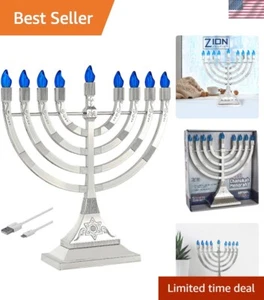 Klassische 12" Menora mit LED Flammen & Drucktastensteuerung - perfekt für Chanukka - Bild 1 von 10