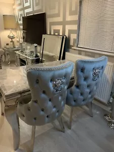 2 X Grey Velvet Tuft Lion Chairs Jamal - Picture 1 of 9