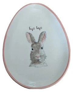Rae Dunn Easter Egg Shaped Bunny Rabbit Plate Words "Hip Hop" Pink By Magenta. - Picture 1 of 6
