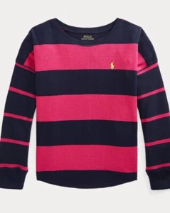 POLO RALPH LAUREN Fuchsia/Navy Girls Crew Neck, Long Sleeve Size L 12/14 NWT - Picture 1 of 12