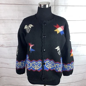 Bolivian Handknits Lammwolle Pullover Strickjacke Azteken Tribal Geo Sandinavian Stars - Bild 1 von 12