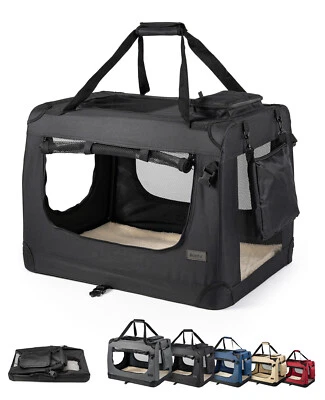 B-Ware: lionto Hundetransportbox Hundetasche Hundebox faltbar M Schwarz - Bild 1 von 4