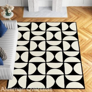 Modern Abstract Design Hand Tufted Black & White Area Rugs Living Room Bedroom - Picture 1 of 6