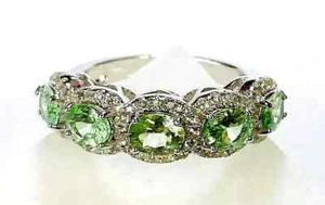 HSN Colleen Lopez Sterling Silver Green Spinel & White Topaz Ring Size 8 - Picture 1 of 6