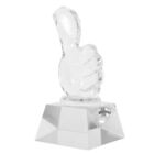 Niebieskie szklane trofeum piłkarskie Puchar Kreatywny model Dekoracja Nagroda Pokój Rękodzieło-HJ