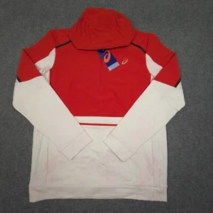 Asics Jumper Mens MEDIUM Red Long Sleeve 1/4 Zip Hoodie Winter Logo Size M NWT - Picture 1 of 22