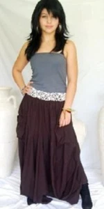 black full skirt lagenlook boho gyspy One size M L XL 1X 2X 3X 4X PLUS SIZE - Picture 1 of 6