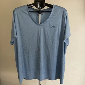 Under Armour Tshirt Mens 3XL Loose Fit Light Blue V Neck - Picture 1 of 5