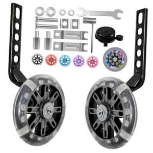 Bike Training Wheels Mute Flash Wheels with Adjustable Bicycle Black - Picture 1 of 6