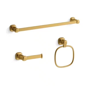 Numista 3-Piece Bath Hardware Set in Vibrant Brushed Moderne Brass - Picture 1 of 12