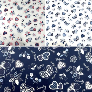 Polycotton Fabric Patchwork Tartan Butterflies Flowers Floral Butterfly Gingham - Picture 1 of 13