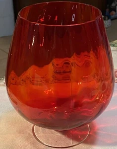 Vintage Hand Blown Red Glass Vase / Goblet. 1960s - Picture 1 of 6