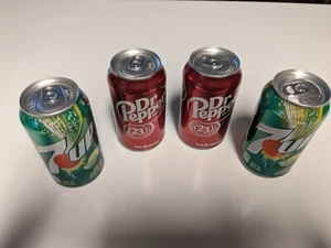 RARE lot of Unopened but Empty Cans of Dr. Pepper (2 cans) and 7UP (2 cans) - Picture 1 of 1