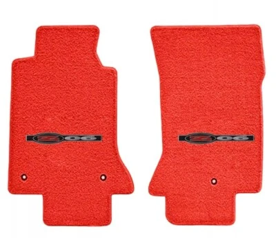 1997-2004 C5 Corvette Lloyd Mats Velourtex Torch Red Floor Mat Black Z06 Logo - Image 1 of 4