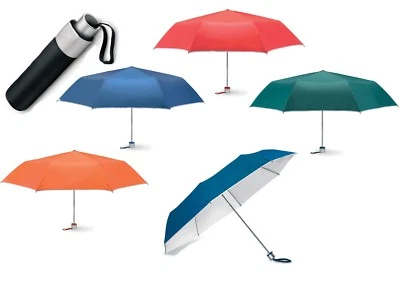 Ombrello Pieghevole Rivestimento Argento & Abbinato Colorato Custodia 8 - Immagine 1 di 4