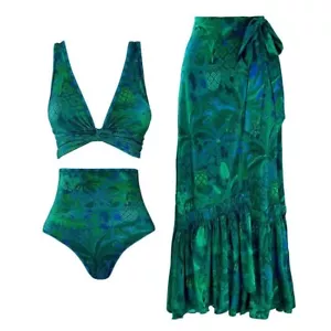 Women 2 Piece Swimsuit with Beach Cover up Wrap Skirt Floral Bikini Set Swimwear - Picture 1 of 198